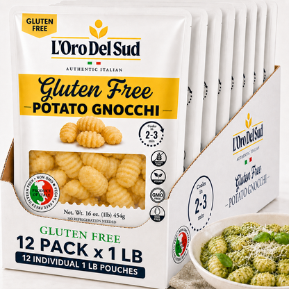 12-pack of L’Oro Del Sud Mariella Potato Gnocchi, 1 lb bags, authentic Italian product