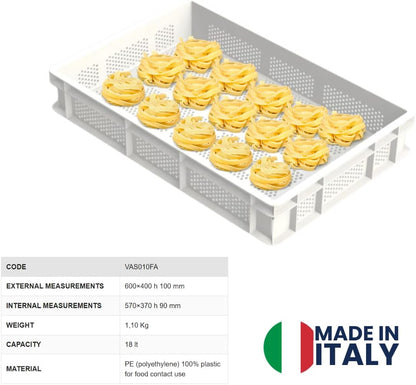 L’Oro Del Sud stackable perforated pasta drying tray with air holes, Italian teflon pasta bin