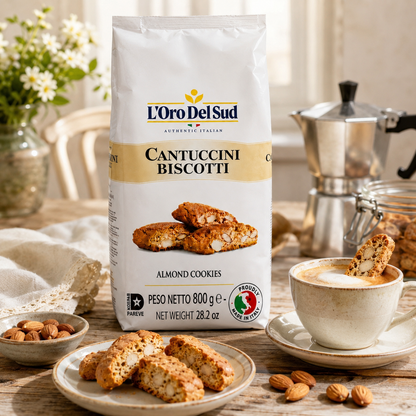 L'Oro Del Sud Cantuccini Biscotti almond cookies, 600g bag, authentic Italian almond biscuits with crunchy texture