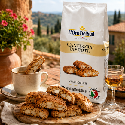 L'Oro Del Sud Cantuccini Biscotti almond cookies, 600g bag, authentic Italian almond biscuits with crunchy texture