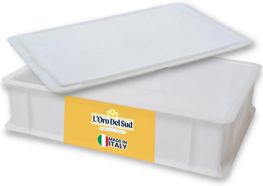 L'Oro Del Sud Dough Proofing Box con tapa blanca – caja italiana para fermentar masa, resistente, BPA Free, hecha en Italia.