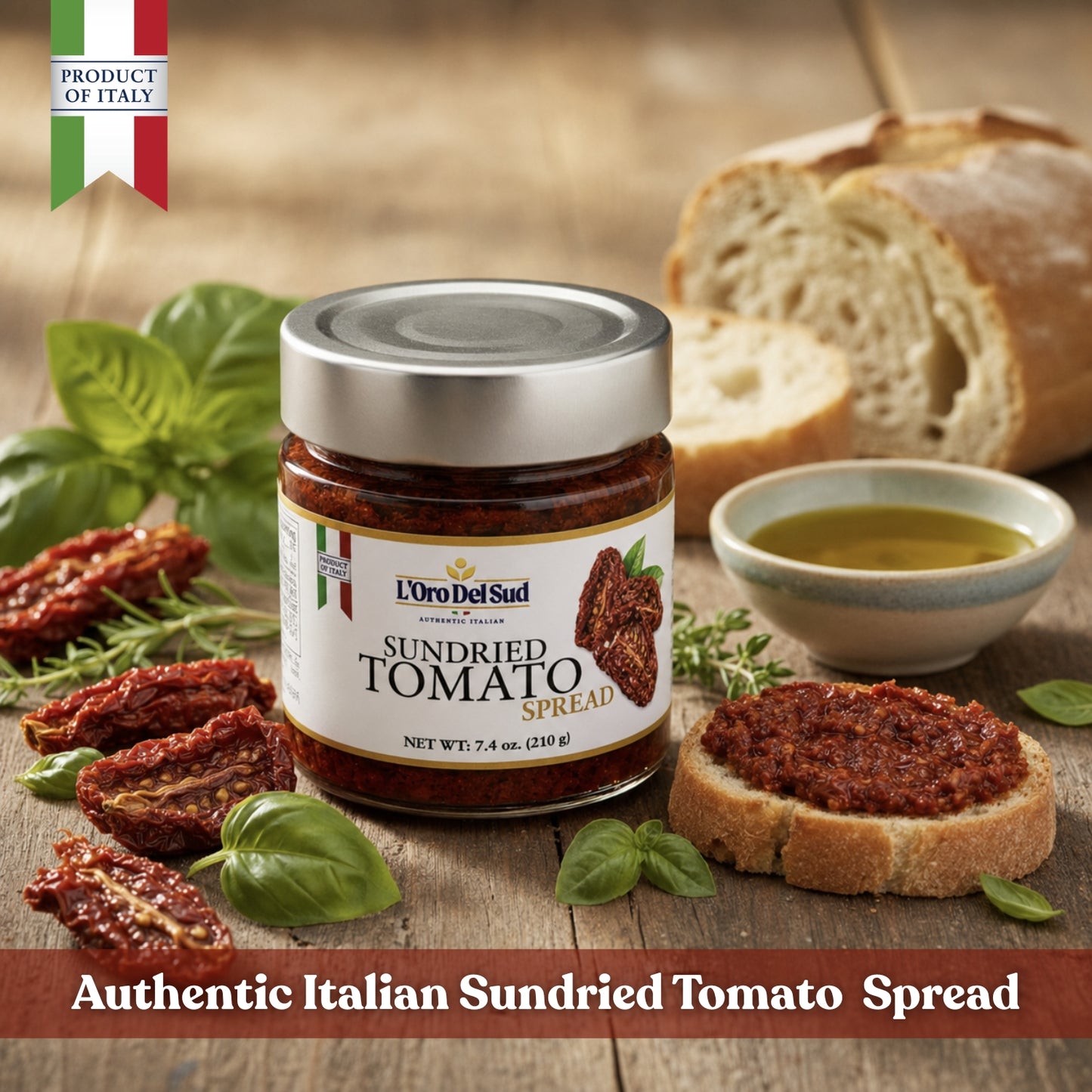 L'Oro Del Sud Sun Dried Tomato Spread with Herbs 7.4 oz
