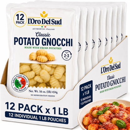 L’Oro Del Sud classic potato gnocchi 12 pack, authentic Italian pasta