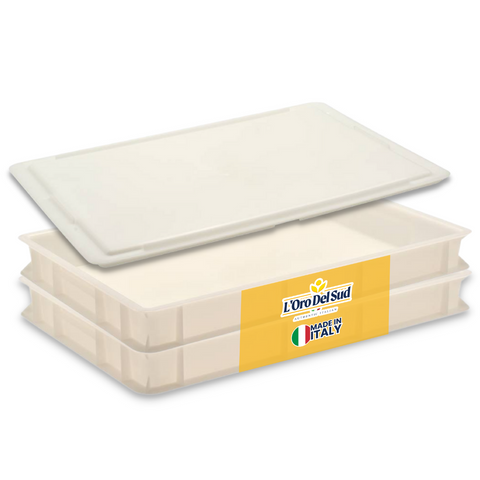 L'Oro Del Sud Dough Proofing Box (2 Pack + 1 lid), White,(23.6 inch x 15.74 inch x 2.75 inch)