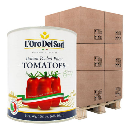 PALLET SPECIAL - L'Oro Del Sud, Whole Plum Tomatoes with Basil, 6.10 lb