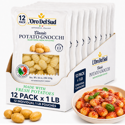 L’Oro Del Sud classic potato gnocchi 12 pack, authentic Italian pasta