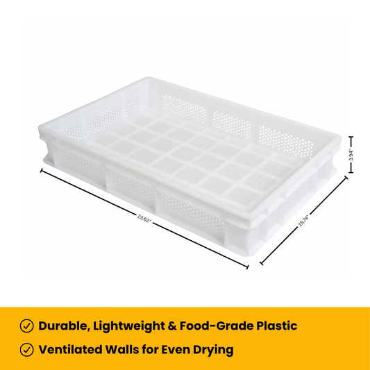 L'Oro Del Sud Perforated Drying Tray for Fresh Pasta, 23.6" x 15.74" x 2.75", Teflon Stackable Pasta Drying Bin with Air Holes