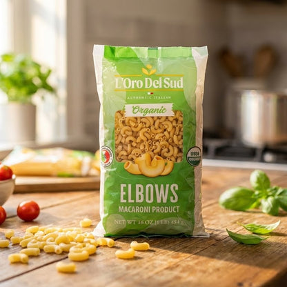  L’Oro Del Sud Organic Elbows Pasta, This classic short pasta shape is perfect for baked dishes, creamy sauces, soups, and pasta salads