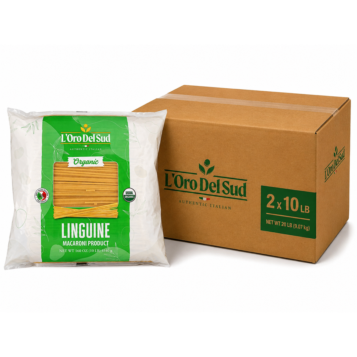 L'Oro Del Sud, Organic Linguine Pasta, 2 Pack x 10 lb