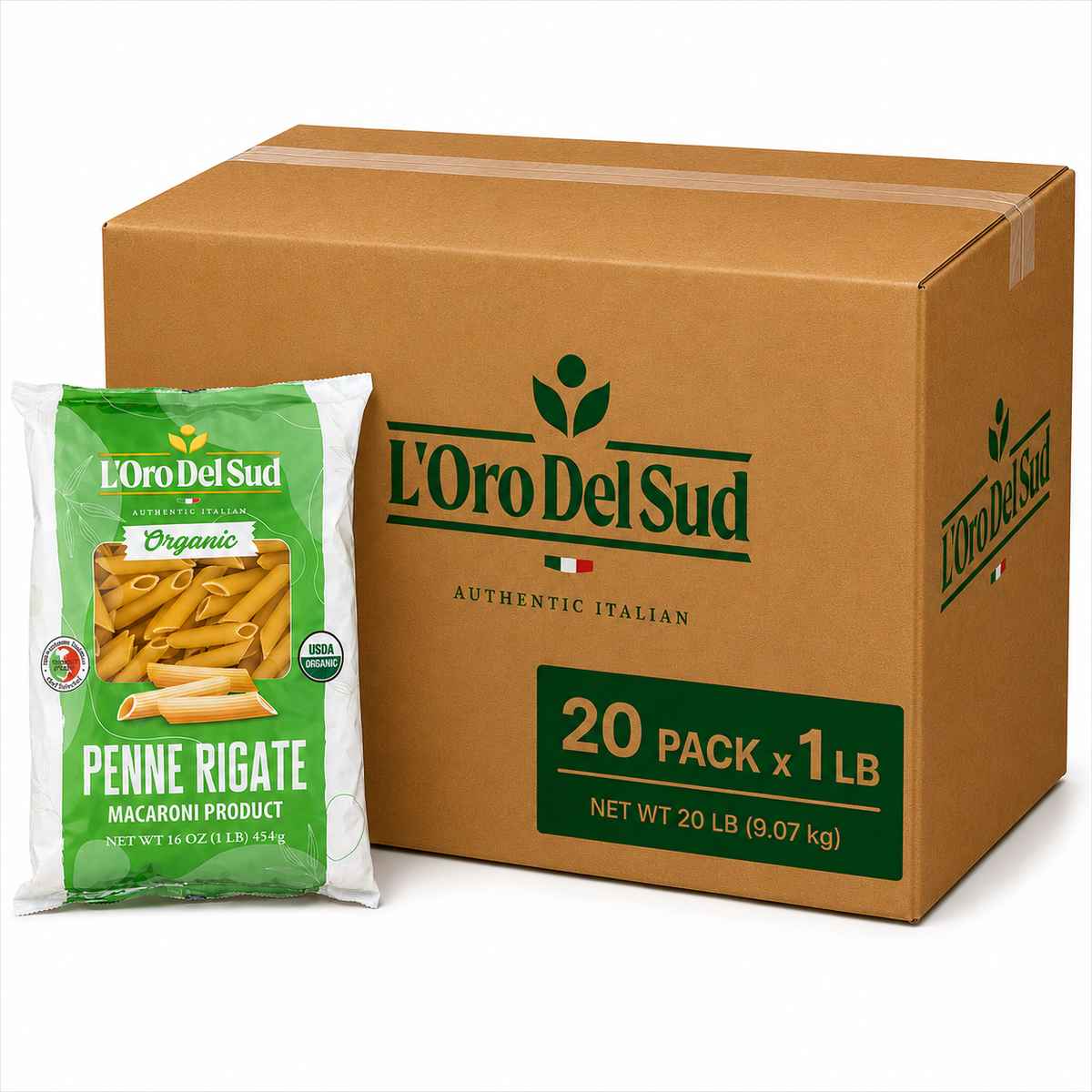 L'Oro Del Sud, Organic Penne Rigate Pasta 20 Pack x 1 lb
