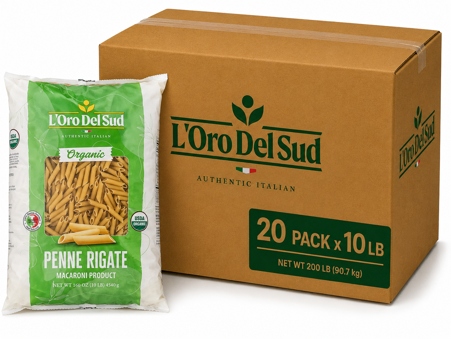 L'Oro Del Sud, Organic Penne Rigate Pasta 2 Pack x 10 lb
