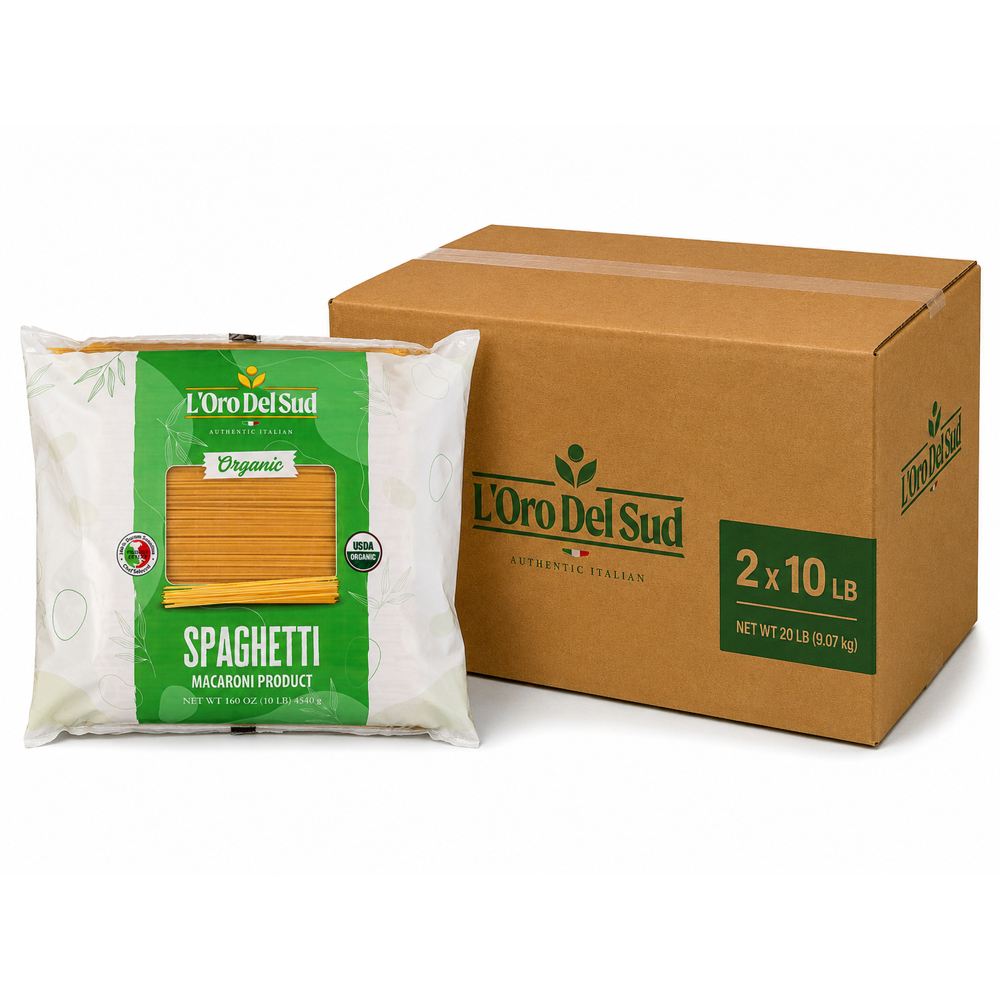 L'Oro Del Sud, Organic Spaghetti Pasta  2 Pack x 10 lb