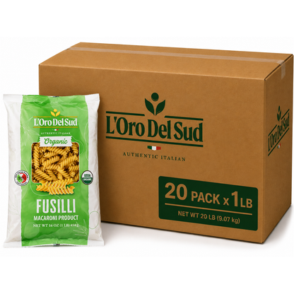 L'Oro Del Sud, Organic Fusilli Pasta, 20 Pack x 1 lb