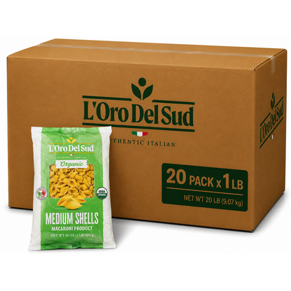 L'Oro Del Sud, Organic Medium Shells Pasta, 20 Pack x 1 lb