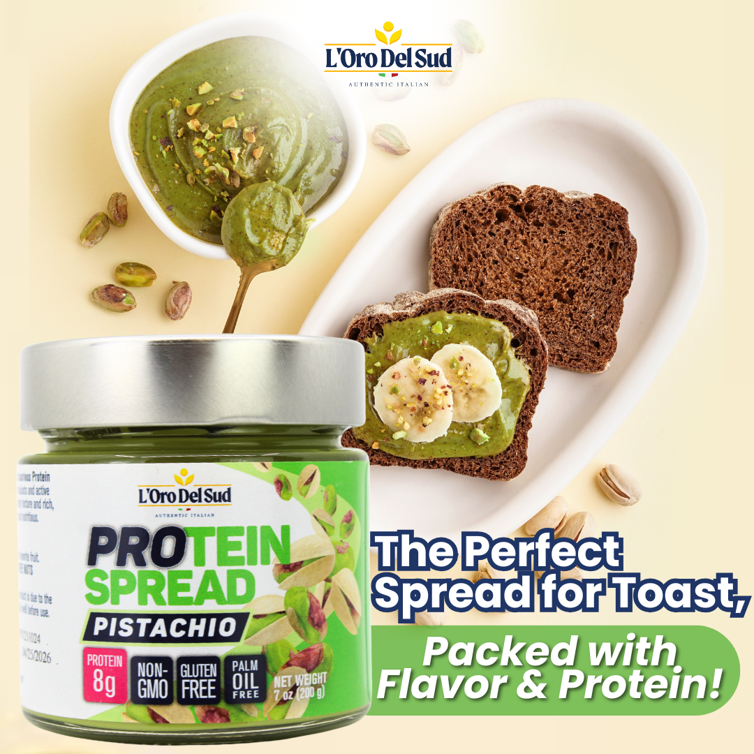 L’Oro Del Sud, Pistachio Protein Butter Spread – High Protein, 8g Protein per Serving, Italian Pistachio Cream, Non-GMO, Vegan