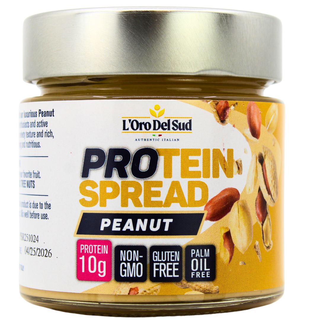 L’Oro Del Sud Peanut Butter Protein Spread – High Protein, 10g Protein per Serving, Italian Peanut Cream, Non-GMO, Vegan