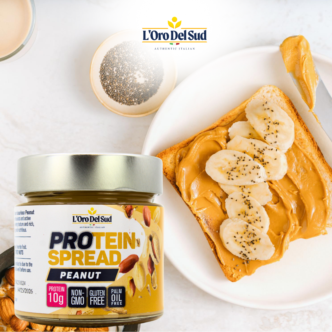 L’Oro Del Sud Peanut Butter Protein Spread – High Protein, 10g Protein per Serving, Italian Peanut Cream, Non-GMO, Vegan