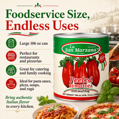 La San Marzano Whole Peeled Plum Tomatoes – 3.4 kg (106 oz) Can
