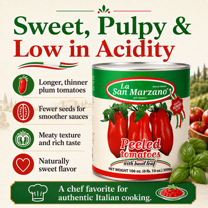 La San Marzano Whole Peeled Plum Tomatoes – 3.4 kg (106 oz) Can