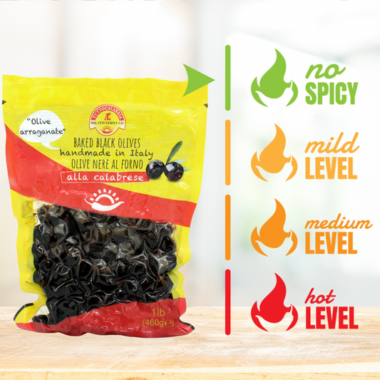 TuttoCalabria Baked Oven Roasted Black Olives with Pits, Semi Dried Black Olives, 16.22 oz