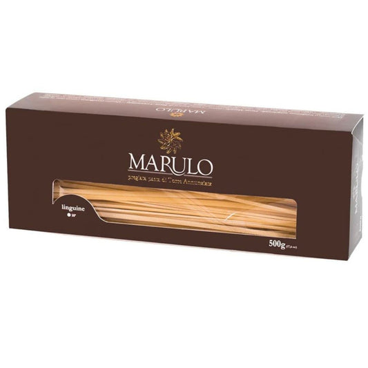 Marulo linguine artisan pasta in luxury box, 500 g Italian gourmet durum wheat pasta made with bronze die cut and slow drying process.