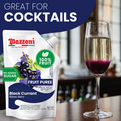 Mazzoni Black Currant Fruit Puree, 100% Fruit, No Sugar 1 kg (2.2 lb)
