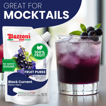 Mazzoni Black Currant Fruit Puree, 100% Fruit, No Sugar 1 kg (2.2 lb)