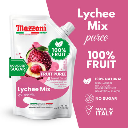 Mazzoni Lychee Fruit Puree, 100% Fruit, No Sugar Added  1 kg (2.2 lb)