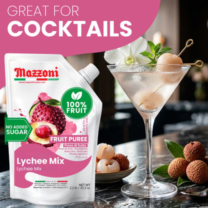 Mazzoni Lychee Fruit Puree, 100% Fruit, No Sugar Added  1 kg (2.2 lb)