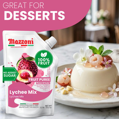 Mazzoni Lychee Fruit Puree, 100% Fruit, No Sugar Added  1 kg (2.2 lb)