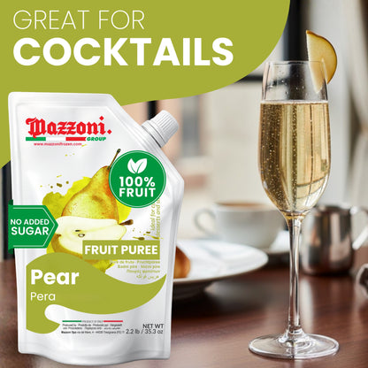 Mazzoni Pear Fruit Puree, 100% Fruit , No Sugar Added 1 kg (2.2 lb)