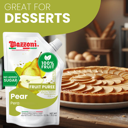 Mazzoni Pear Fruit Puree, 100% Fruit , No Sugar Added 1 kg (2.2 lb)