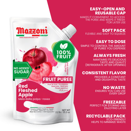 Mazzoni Red Apple Fruit Puree Red-Fleshed Blood apples, 100% Fruit, No Sugar Added Fruit 1 kg (2.2 lb)