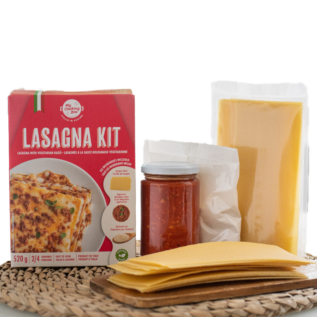 My Cooking Box – Lasagna Meal Kit with Vegetarian Ragù Product of Italy – Serves 2 to 4 – Includes Lasagna Sheets, Vegetarian Bolognese Sauce, Bechamel Mix