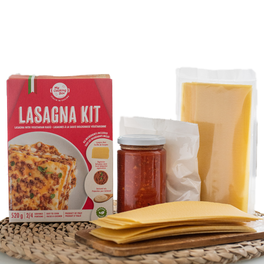 My Cooking Box, Lasagna Meal Kit with Vegetarian Rag Product of Italy Serves 2 to 4 Includes Lasagna Sheets, Vegetarian Bolognese Sauce, Bechamel Mix