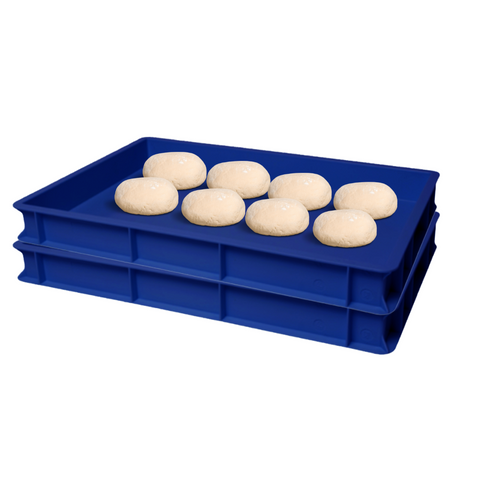 Dough Proofing Box, Blue, (2 Pack), Commercial Stackable Pizza Proofing Dough Box (23.6 inch x 15.74 inch x 2.75 inch).