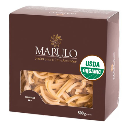 Marulo pasta box with USDA Organic label on a white background