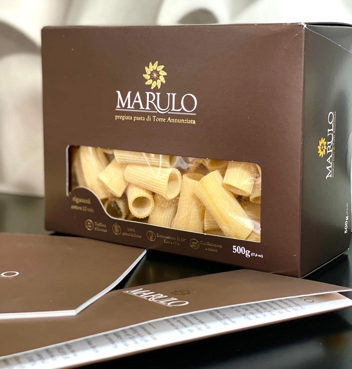 Marulo Rigatoni Pasta, Artisan Bronze Die-Cut Pasta, 12 Pack x 1.1 lb