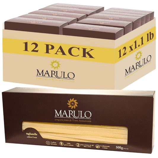 Marulo, Tagliatelle Pasta, Artisan Bronze Die-Cut Pasta, Pack of 12