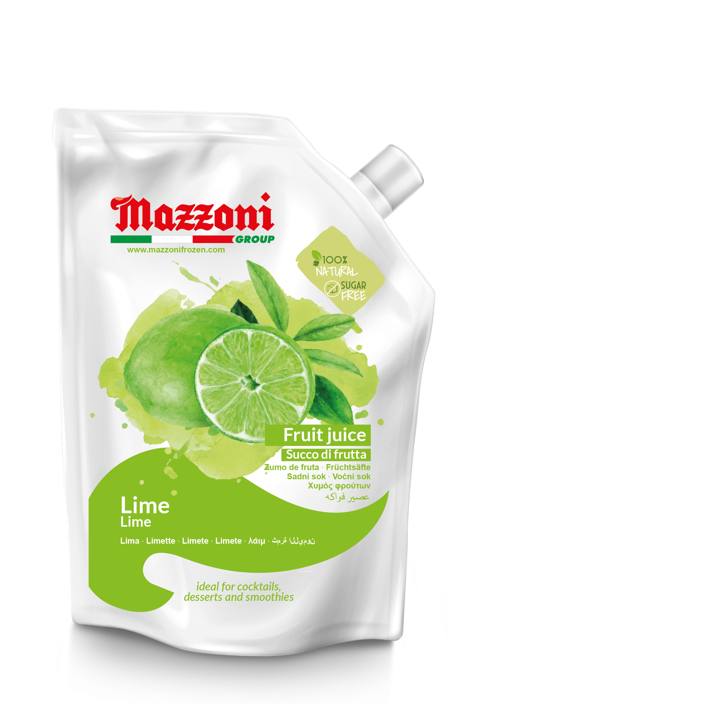 Mazzoni, limes, Real Lime Juice, 100% Pure Lime, Just Juice, No Sugar Added, Not from Concentrate, No Added Ingredients, Real Juice for Smoothies, Drinks, Cocktails, 2.2 lb. Convenient Pouch, Made in Italy
