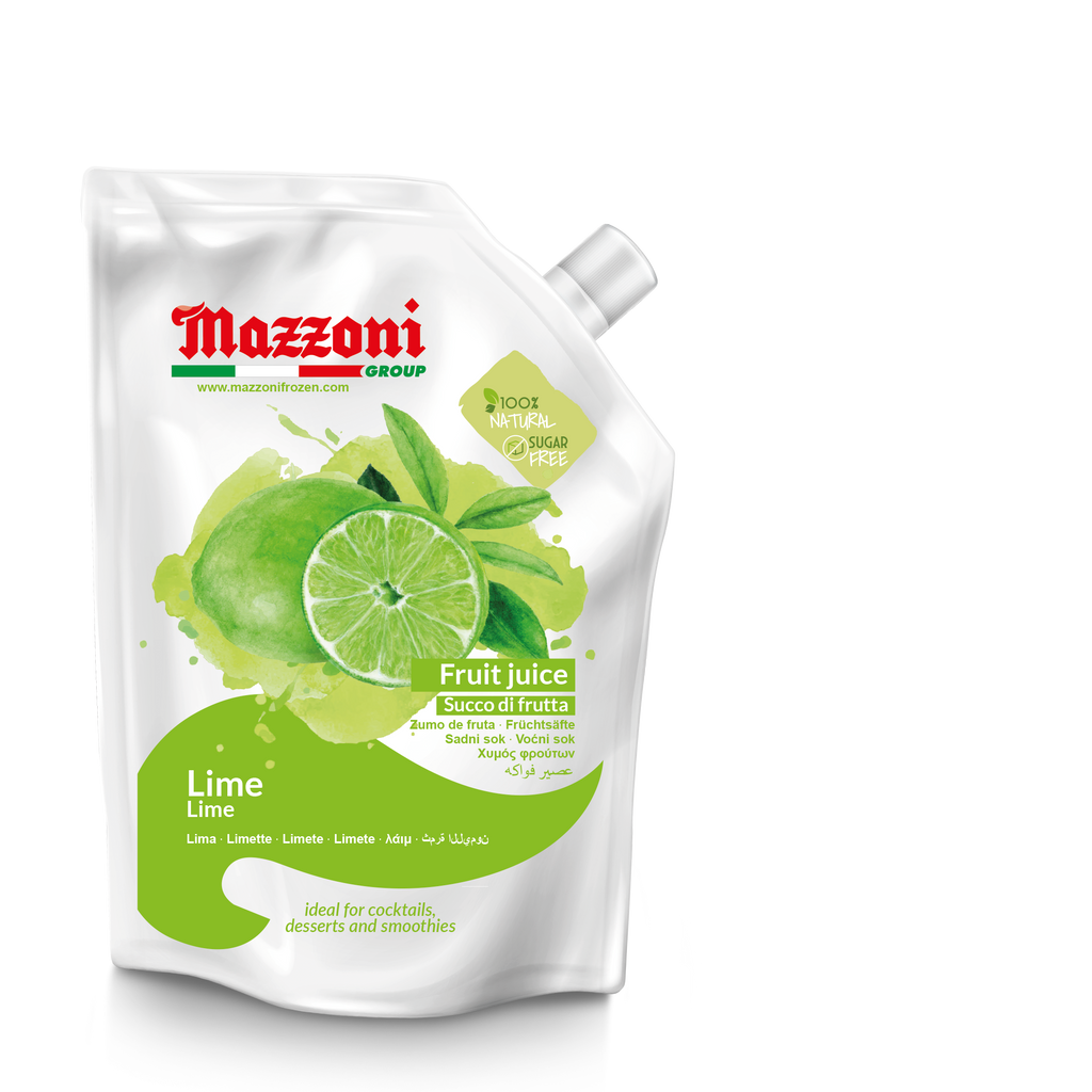 Mazzoni, limes, Real Lime Juice, 100% Pure Lime, Just Juice, No Sugar Added, Not from Concentrate, No Added Ingredients, Real Juice for Smoothies, Drinks, Cocktails, 2.2 lb. Convenient Pouch, Made in Italy
