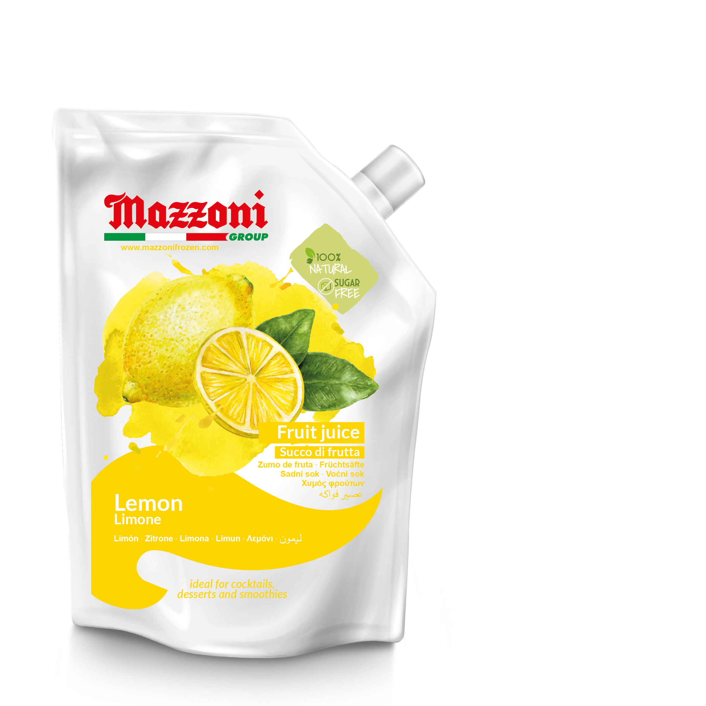 Mazzoni, Lemon, Real Lemon Juice, 100% Pure Lemon, Just Juice, No Sugar Added, Not from Concentrate, No Added Ingredients, Real Juice for Smoothies, Drinks, Cocktails, 2.2 lb. Convenient Pouch, Made in Italy
