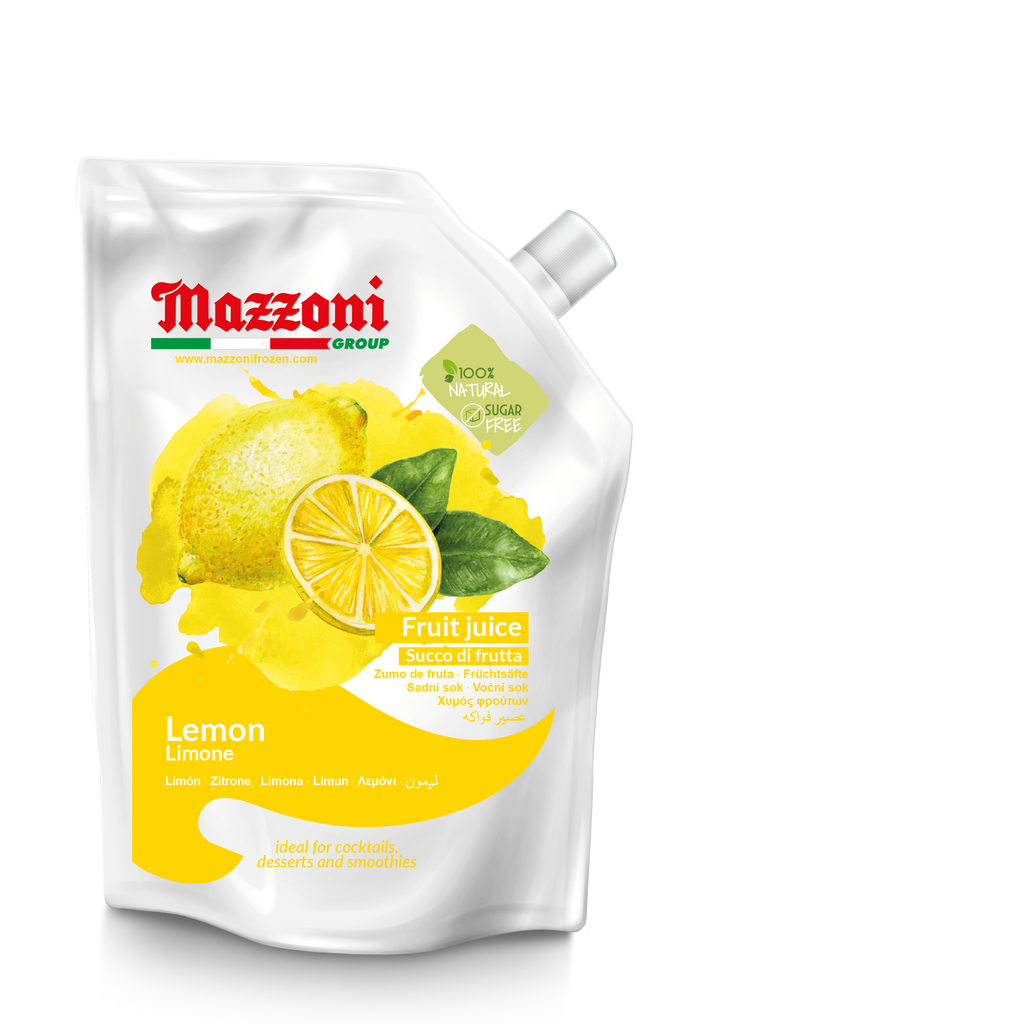 Mazzoni, Lemon, Real Lemon Juice, 100% Pure Lemon, Just Juice, No Sugar Added, Not from Concentrate, No Added Ingredients, Real Juice for Smoothies, Drinks, Cocktails, 2.2 lb. Convenient Pouch, Made in Italy
