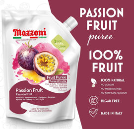 Mazzoni Passion Fruit Puree, 100% Pure Fruit, No Sugar Added 1 kg (2.2 lb)