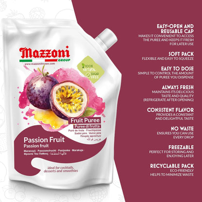 Made in Italy with 100% pure passion fruit (maracuya) and no sugar added, this real fruit puree delivers a bright, tangy taste that’s perfect for smoothies, cocktails, juices, and pastry applications. The 2.2 lb pouch is convenient for both home use and professional kitchens.