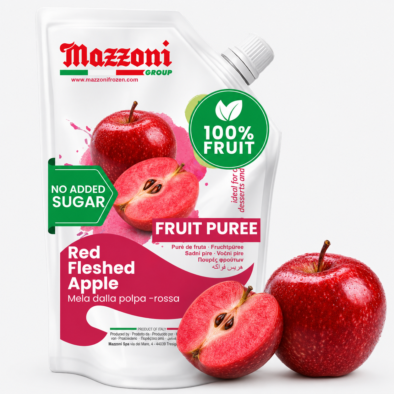 Mazzoni Red Apple Fruit Puree Red-Fleshed Blood apples, 100% Fruit, No Sugar Added Fruit 1 kg (2.2 lb)