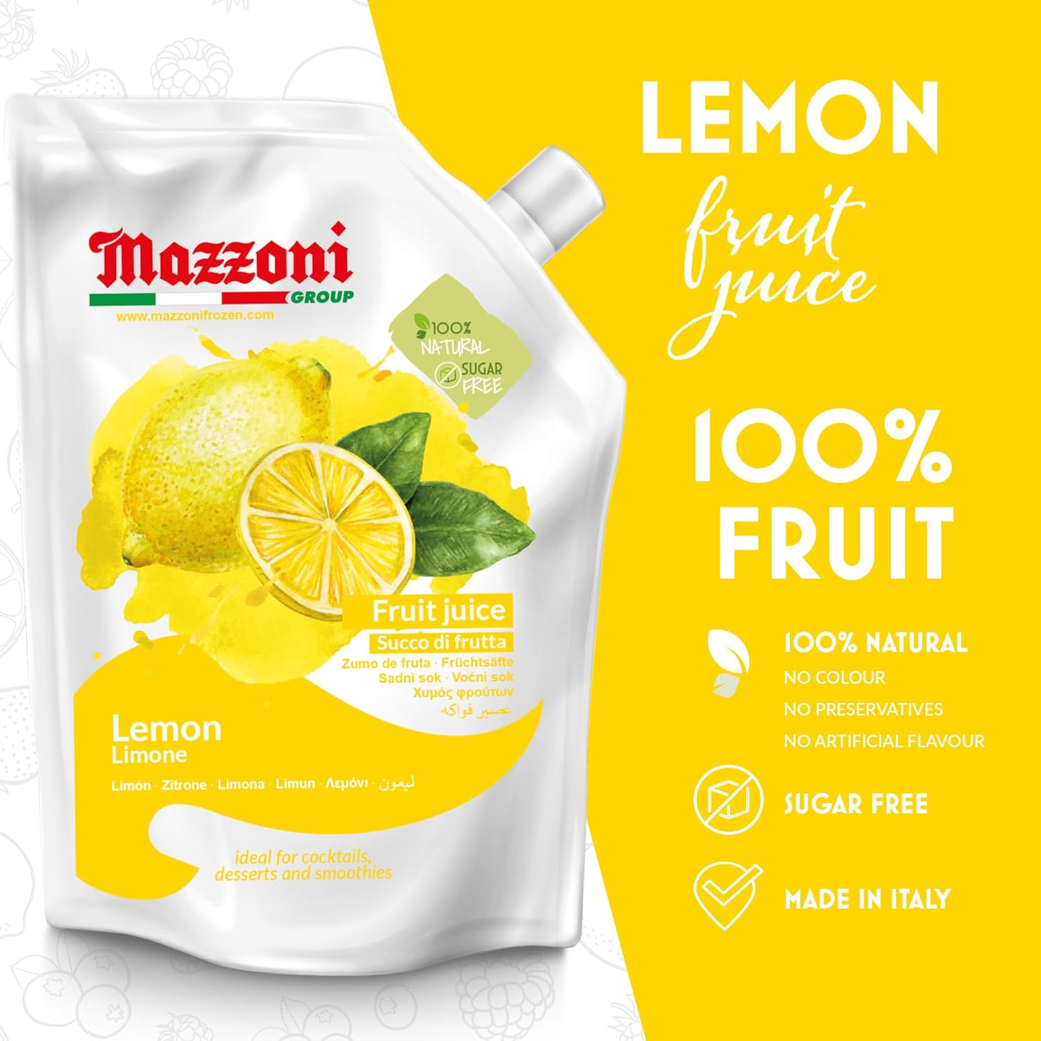 Mazzoni, Real Lemon Juice, 100% Pure Lemon, Just Juice, No Sugar