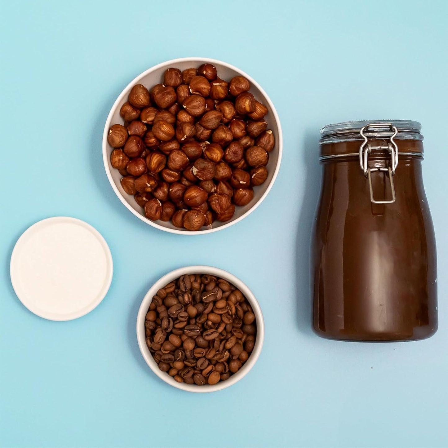 Nutlicious Hazelnut Espresso Spread 9 lbs tub with espresso beans and hazelnuts