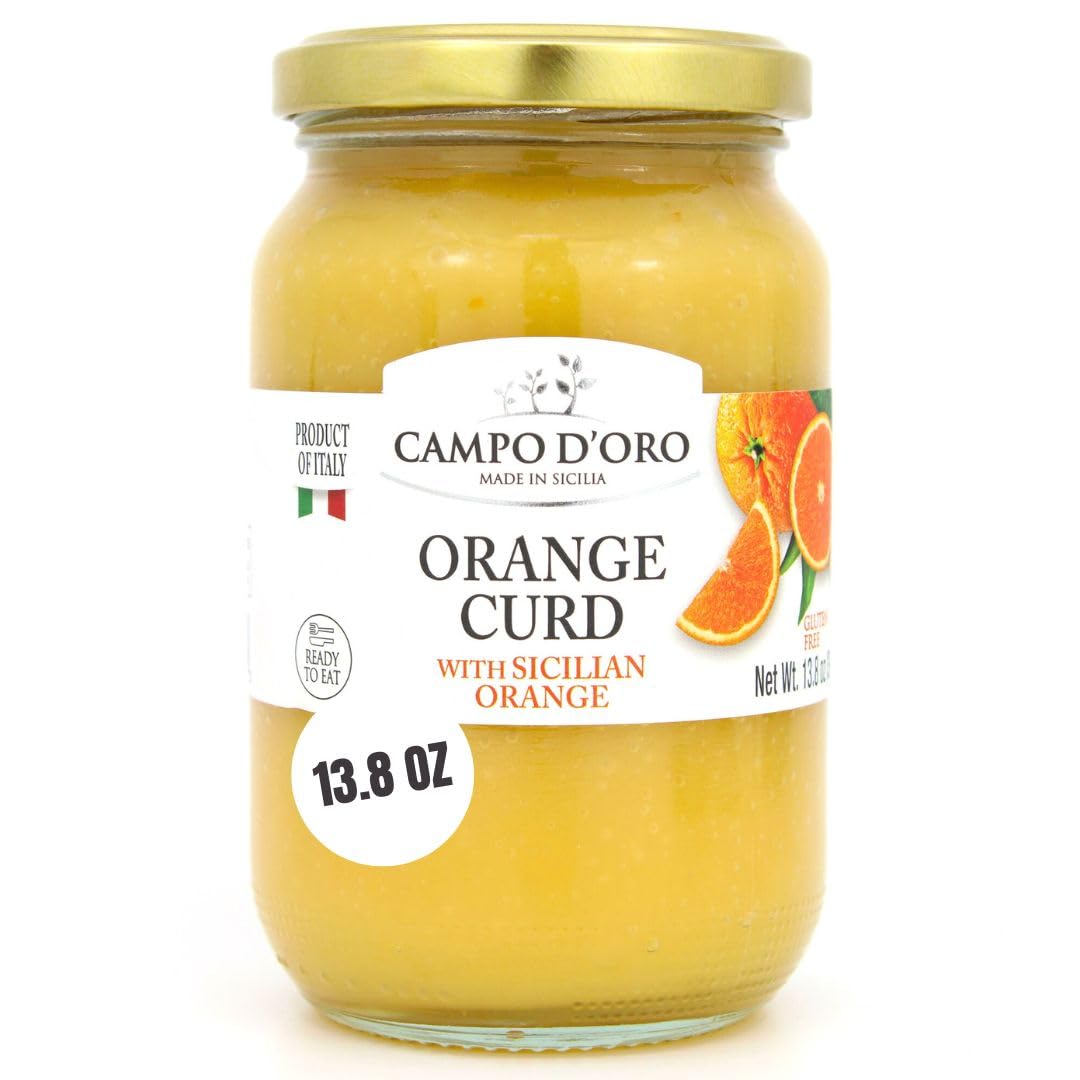Jar of Campo D’Oro orange curd with Sicilian orange 390g authentic Italian citrus custard