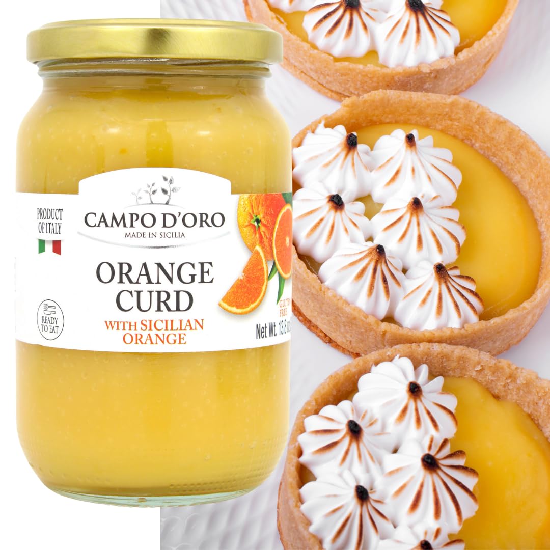 Jar of Campo D’Oro orange curd with Sicilian orange 390g authentic Italian citrus custard